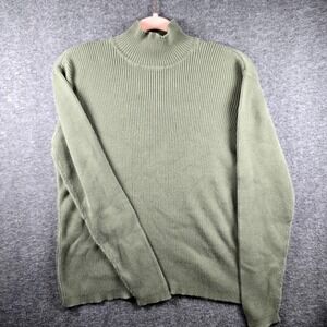 J Crew Women L Olive Green Pullover Sweater Mock Neckline Mediumweight‎